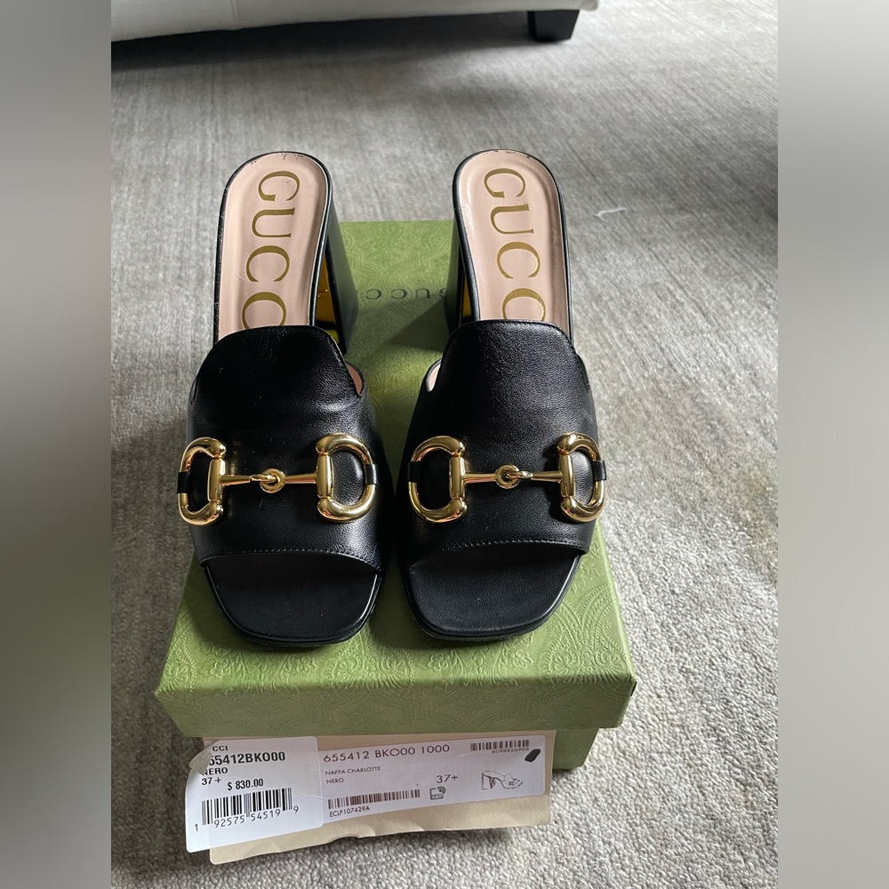 Gucci black Napa charlotte slides